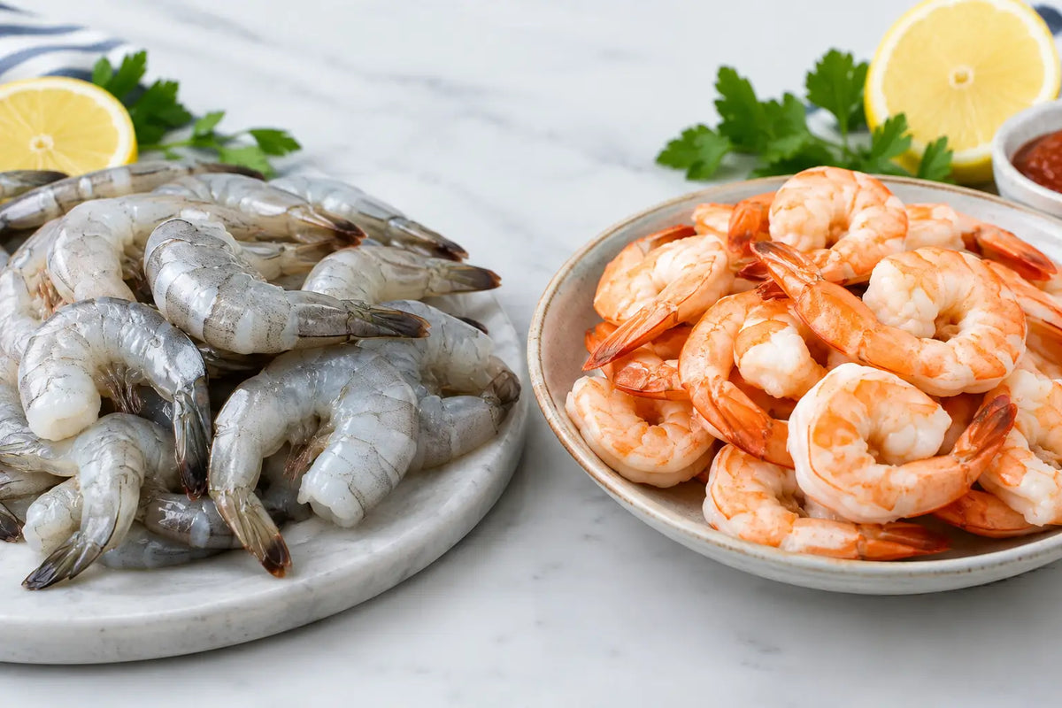 Camarón crudo versus cocido para tu mesa