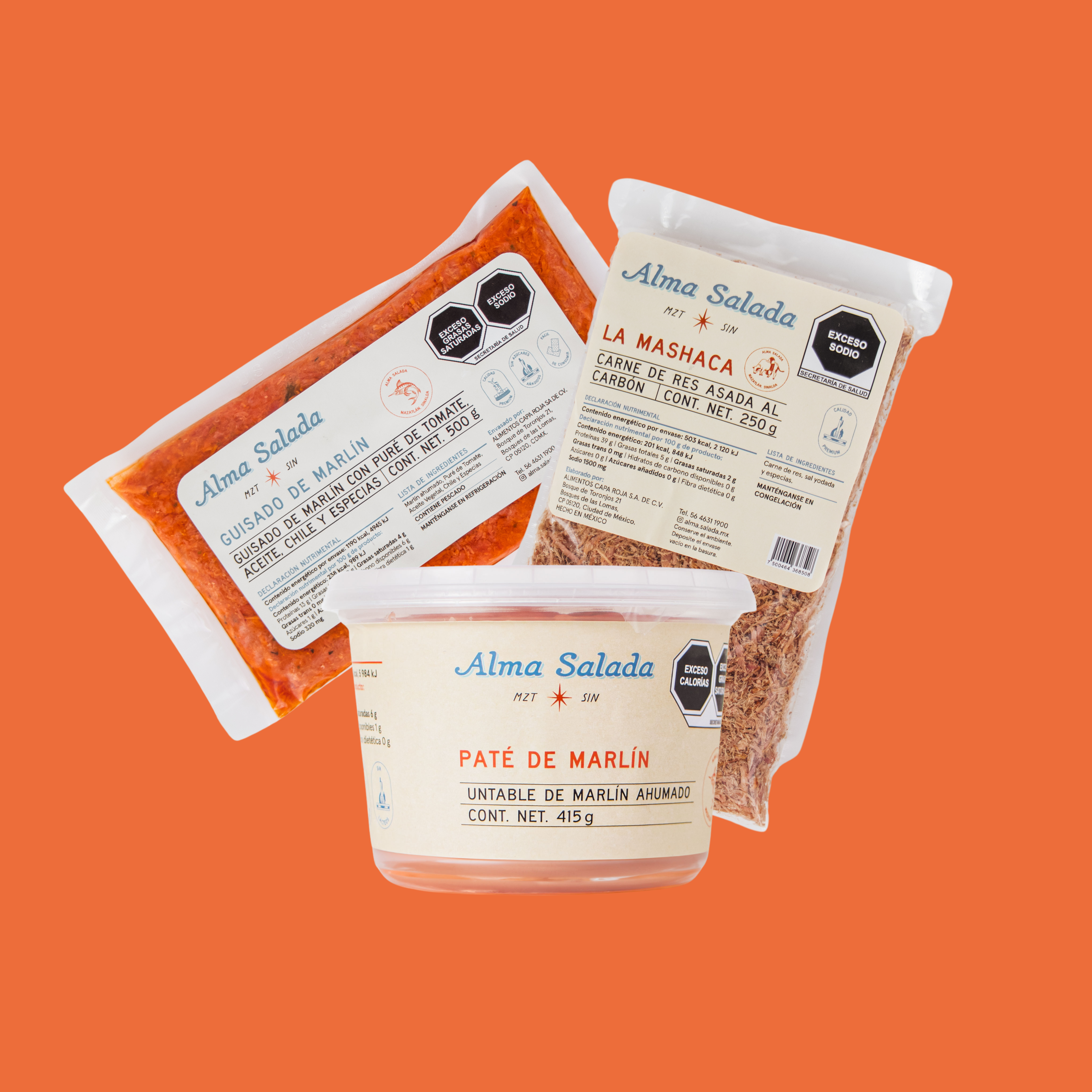 Trío Ganador Alma Salada | Combo Gourmet: Paté, Mashaca y Guisado de Marlín